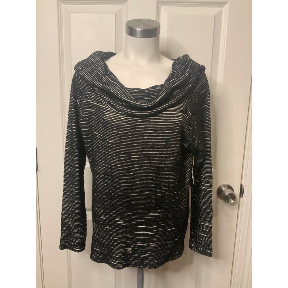 Dolan Left Coast Collection Black & White Striped Cowl Shirt, Size S, NWT!